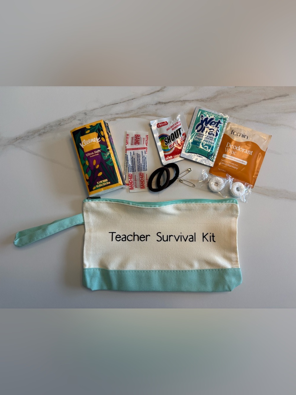 Teacher Survival Kit Emergency Set Filled Colorful Wristlet Wellness Bag School